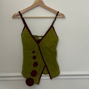 Unique Asymmetrical Dotted Retro Tank Top - Purchased in Singapore! Sz S